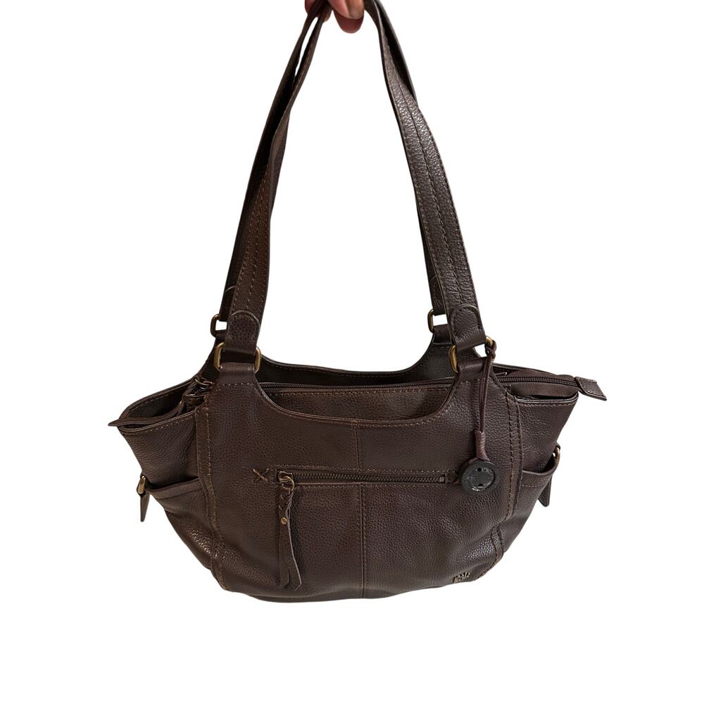 The Sak Leather Hobo Satchel Shoulder Bag Chocolate Brown East West Y2K Style